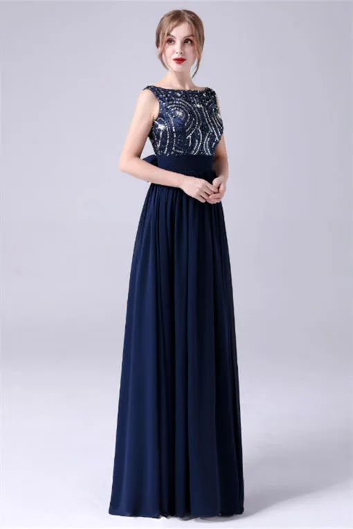 A-Line sleeveless Ankle-length Sequined beading Flower mother's dress