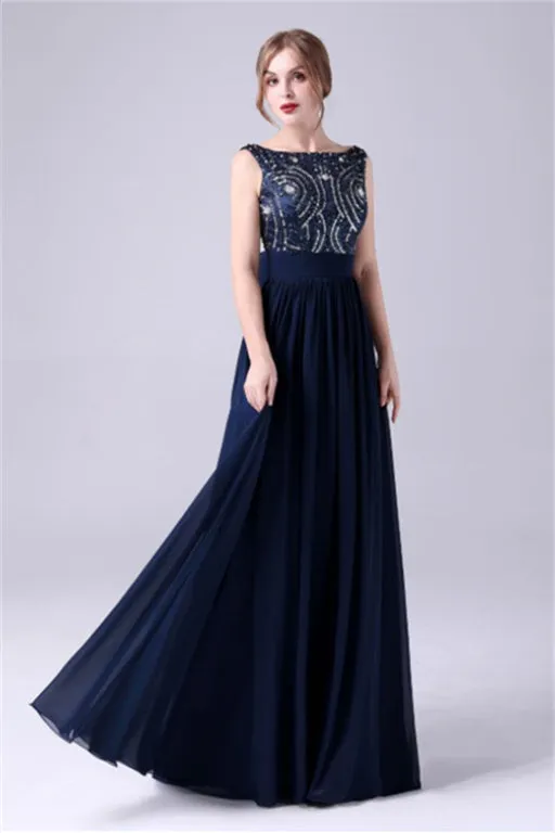 A-Line sleeveless Ankle-length Sequined beading Flower mother's dress