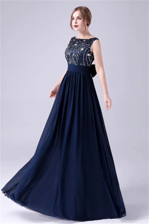 A-Line sleeveless Ankle-length Sequined beading Flower mother's dress