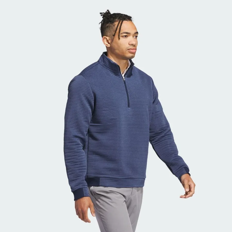 Adidas (DWR) Textured Water Repellent 1/4 Zip Pullover - Navy