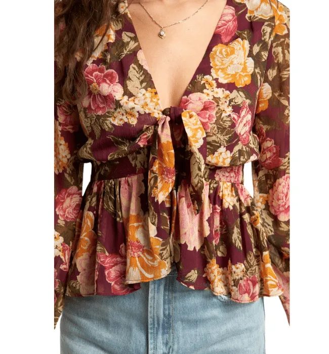 Adora Floral Front Tie Top