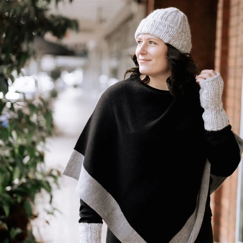 Alpaca Wool Poncho with Trim