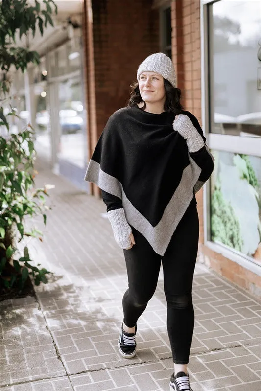 Alpaca Wool Poncho with Trim