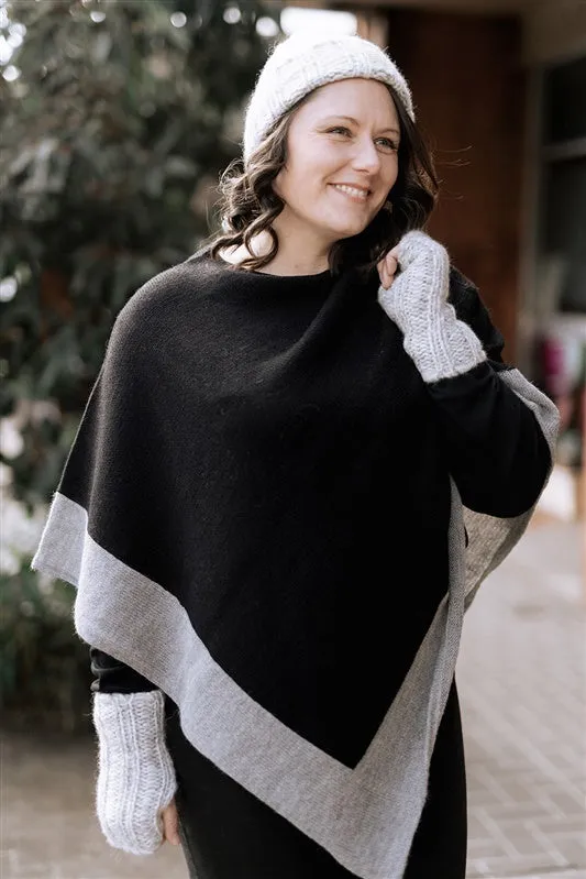 Alpaca Wool Poncho with Trim