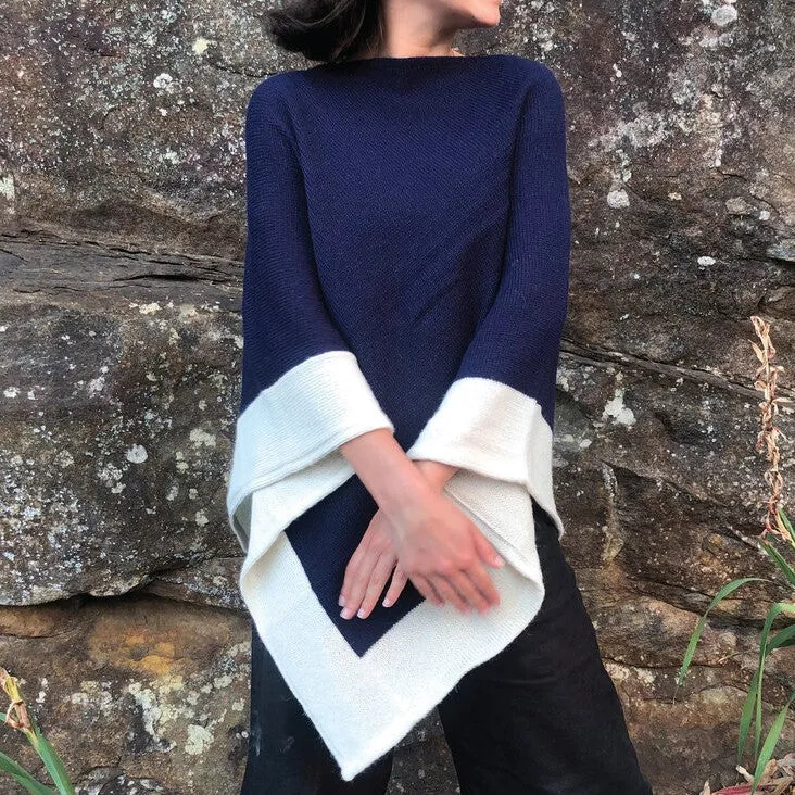 Alpaca Wool Poncho with Trim