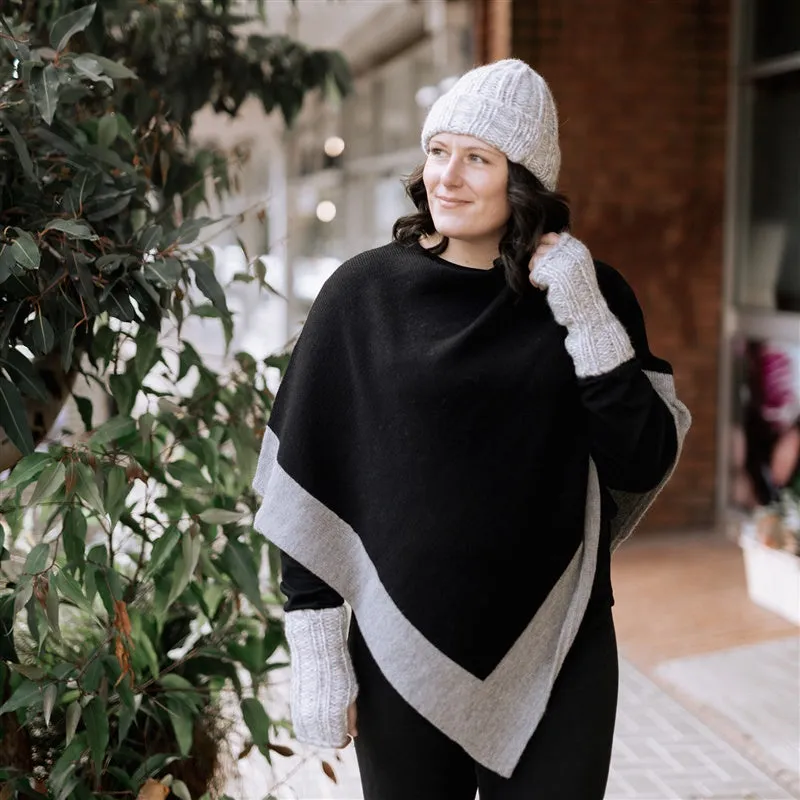 Alpaca Wool Poncho with Trim