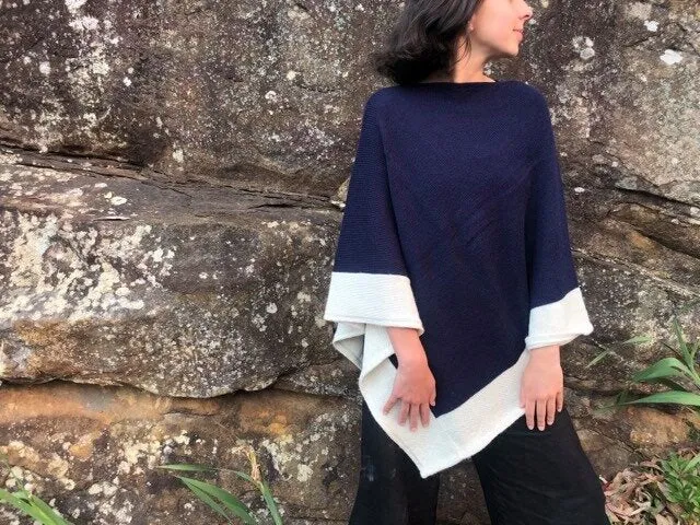 Alpaca Wool Poncho with Trim