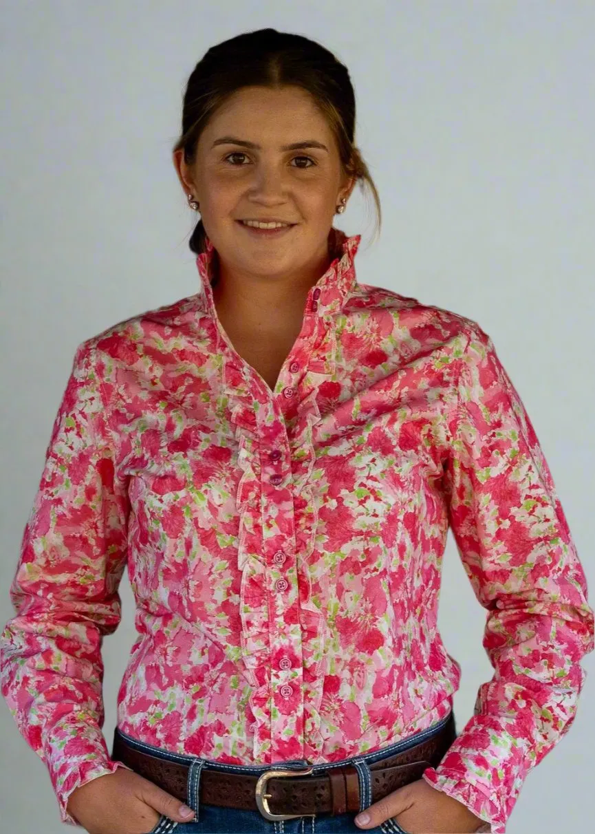 Angie - Long Sleeve Collared Shirt WITH Ruffles