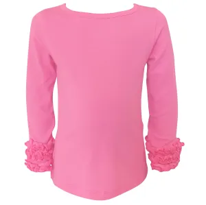 AnnLoren Baby Big Girls Boutique Long Sleeve Dark Pink Ruffle Layering T-shirt