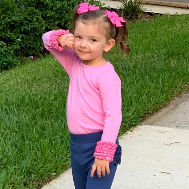 AnnLoren Baby Big Girls Boutique Long Sleeve Dark Pink Ruffle Layering T-shirt