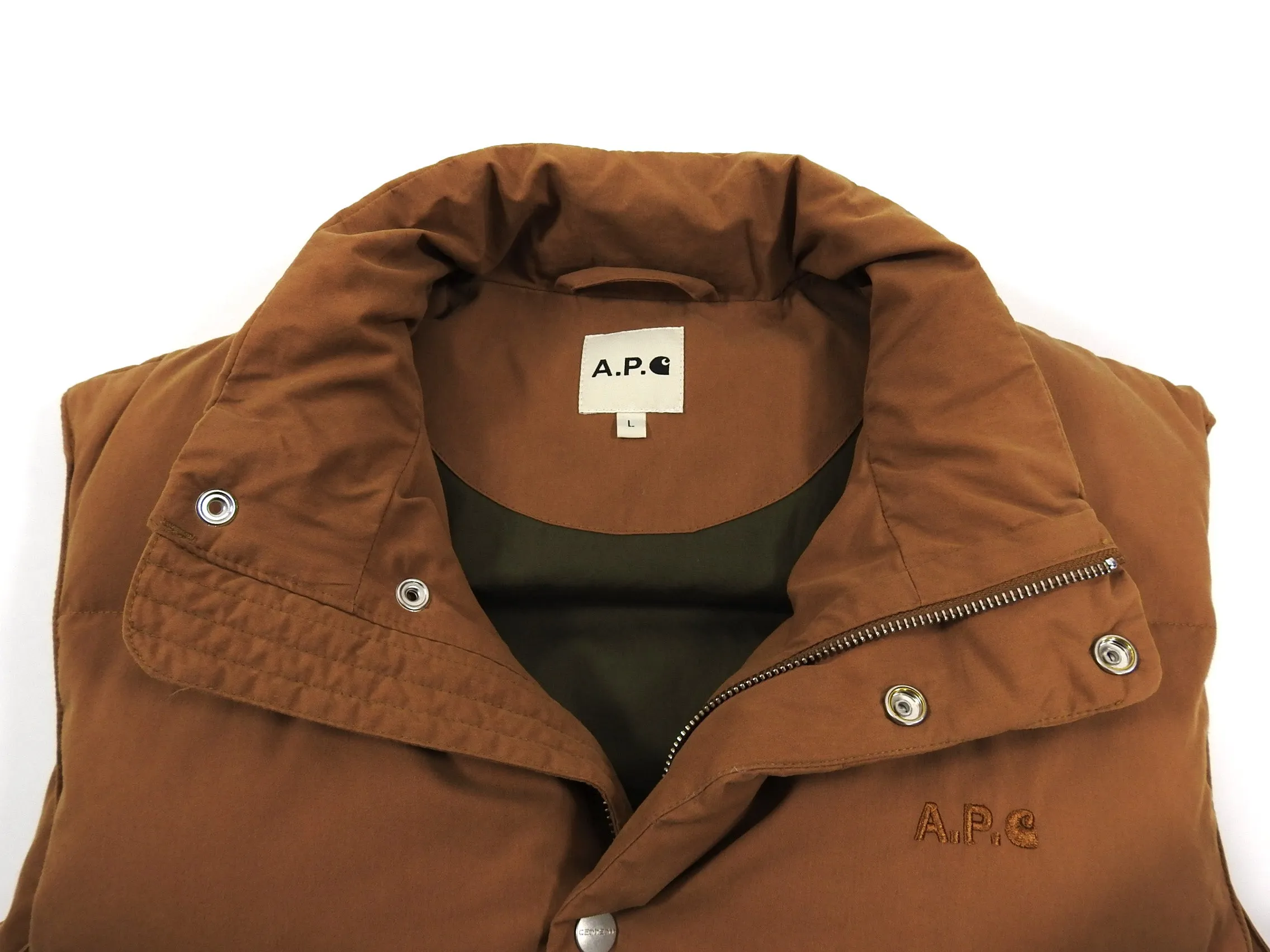 A.P.C. x Carhartt Down Camel Sleeveless Puffer Vest - L