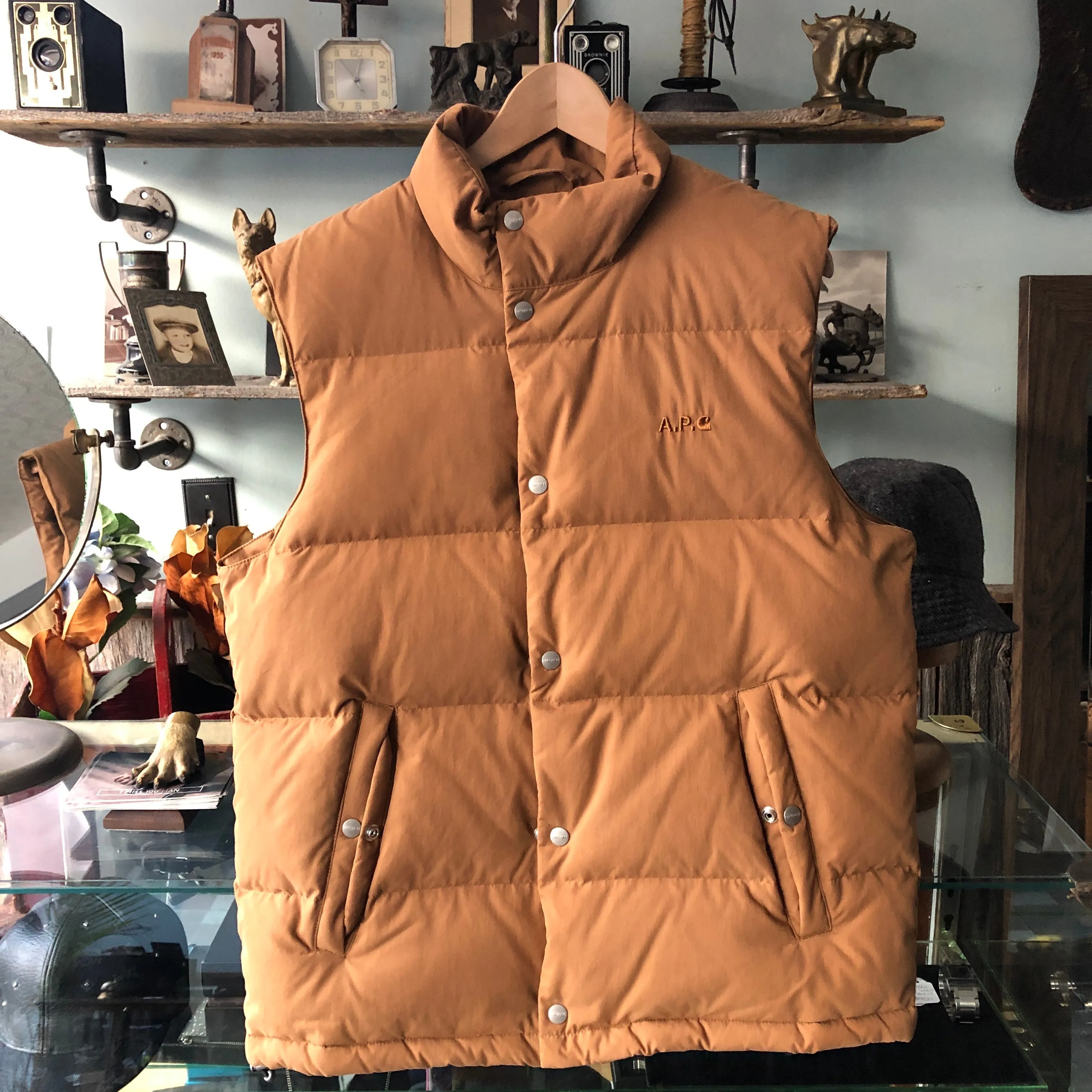 A.P.C. x Carhartt Down Camel Sleeveless Puffer Vest - L