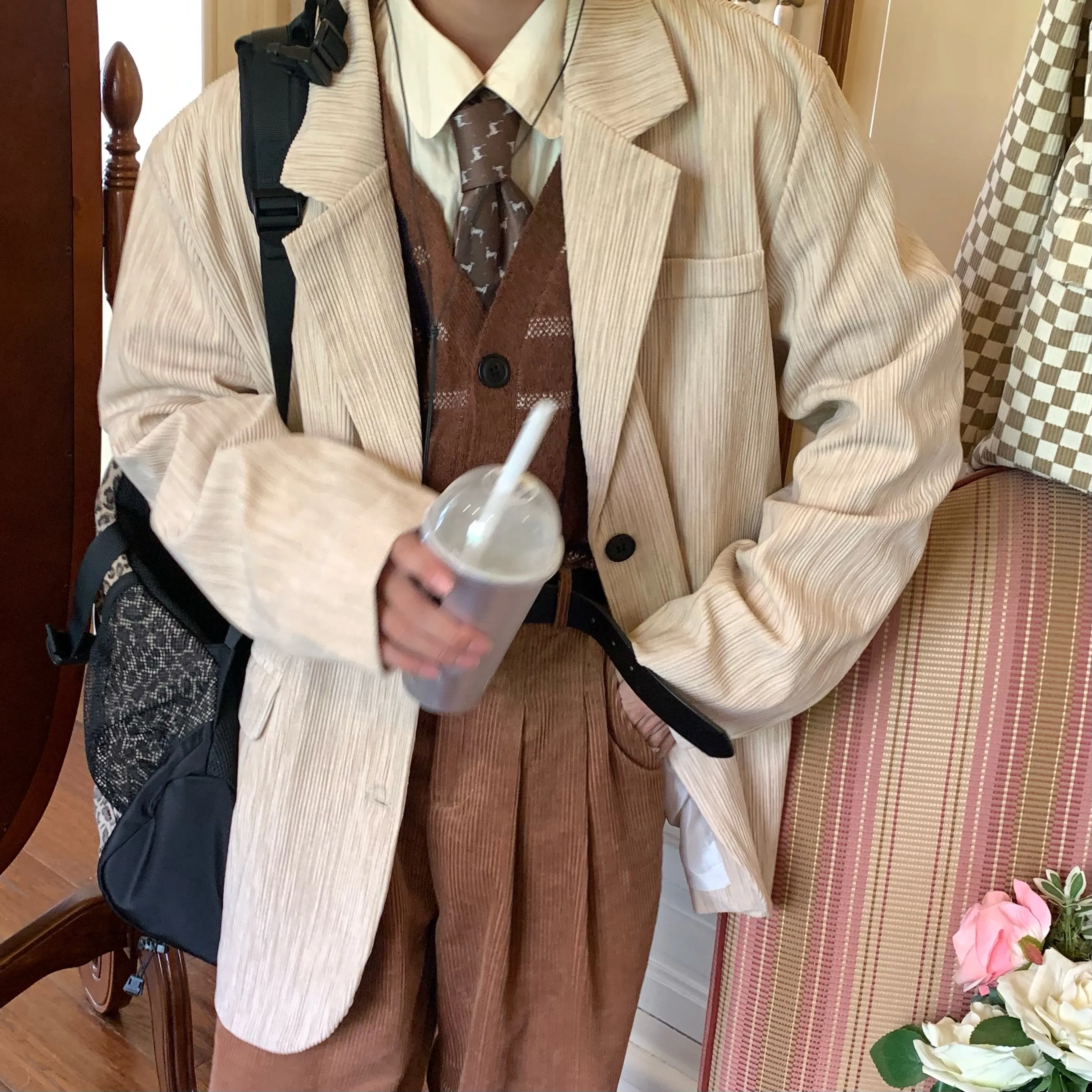 Apricot Corduroy Blazer