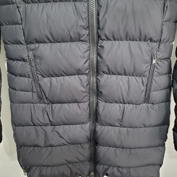 Athleta Downtown Jacket Size XS Down And Feather Filled Longline Puffer Black