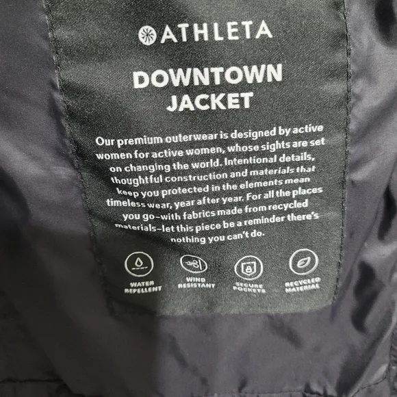 Athleta Downtown Jacket Size XS Down And Feather Filled Longline Puffer Black