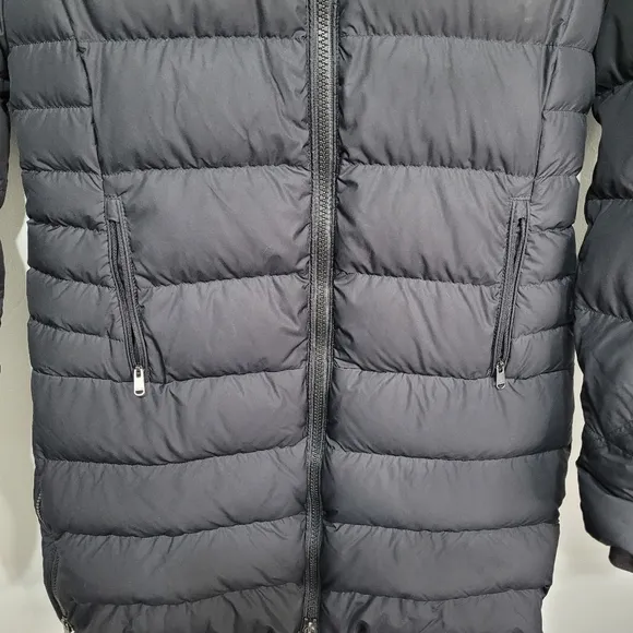 Athleta Downtown Jacket Size XS Down And Feather Filled Longline Puffer Black