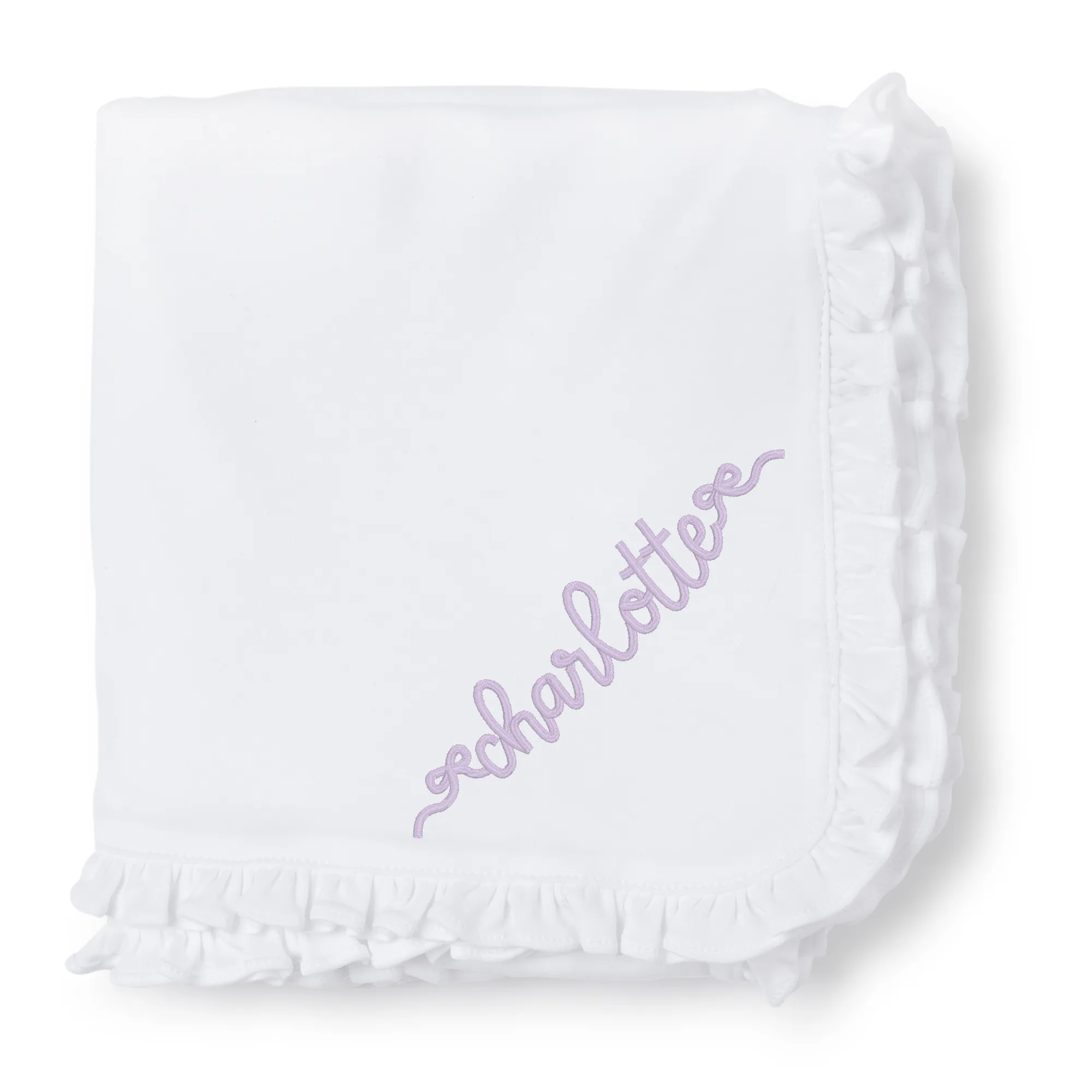 Baby Shop: Ruffled Blanket with Monogram - White
