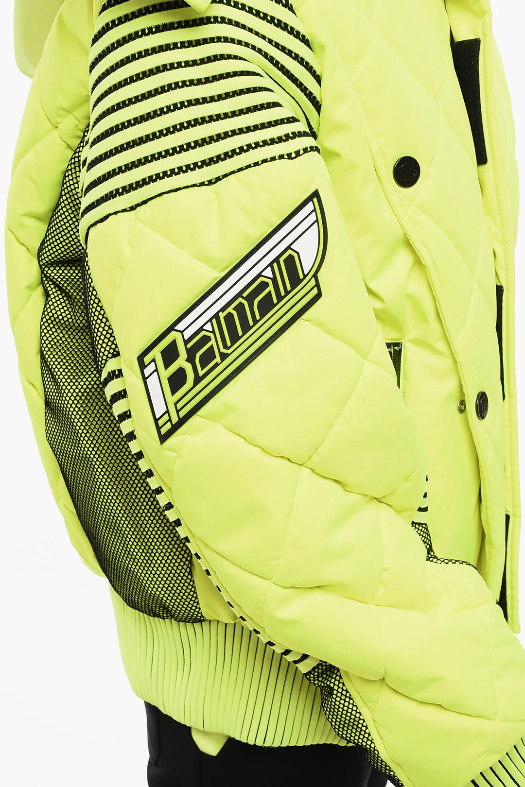 Balmain Padded NEON Jacket with Removable Hood and Mesh Details