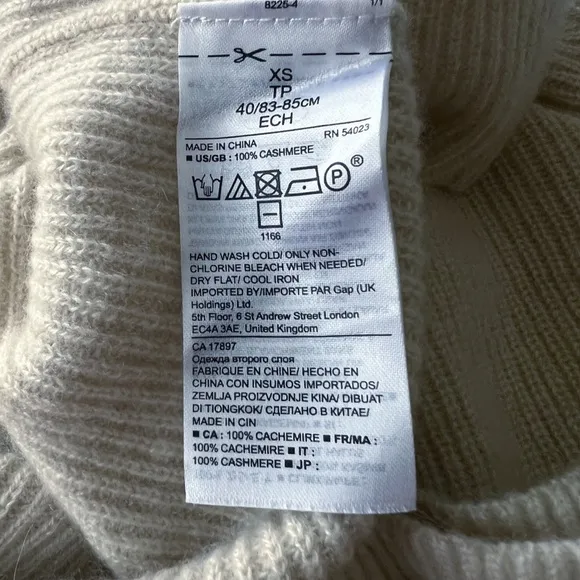 Banana Republic Todd &amp; Duncan Scottish Cashmere Sweater Ruffled Sleeve Cream XS