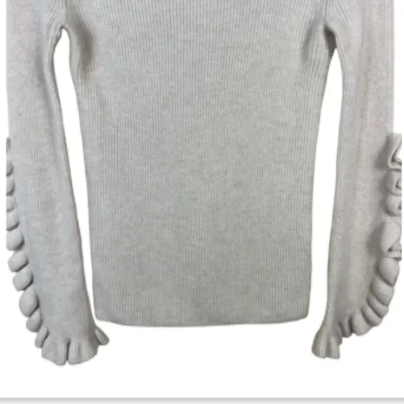 Banana Republic Todd &amp; Duncan Scottish Cashmere Sweater Ruffled Sleeve Cream XS