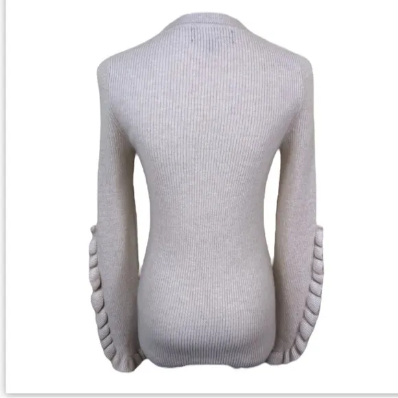 Banana Republic Todd &amp; Duncan Scottish Cashmere Sweater Ruffled Sleeve Cream XS