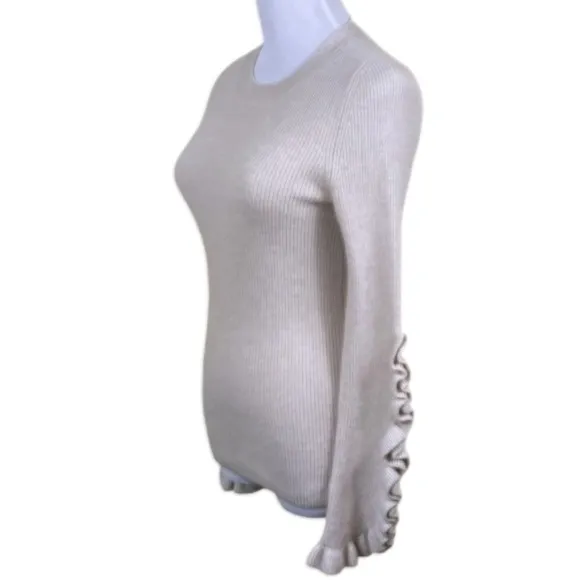 Banana Republic Todd &amp; Duncan Scottish Cashmere Sweater Ruffled Sleeve Cream XS