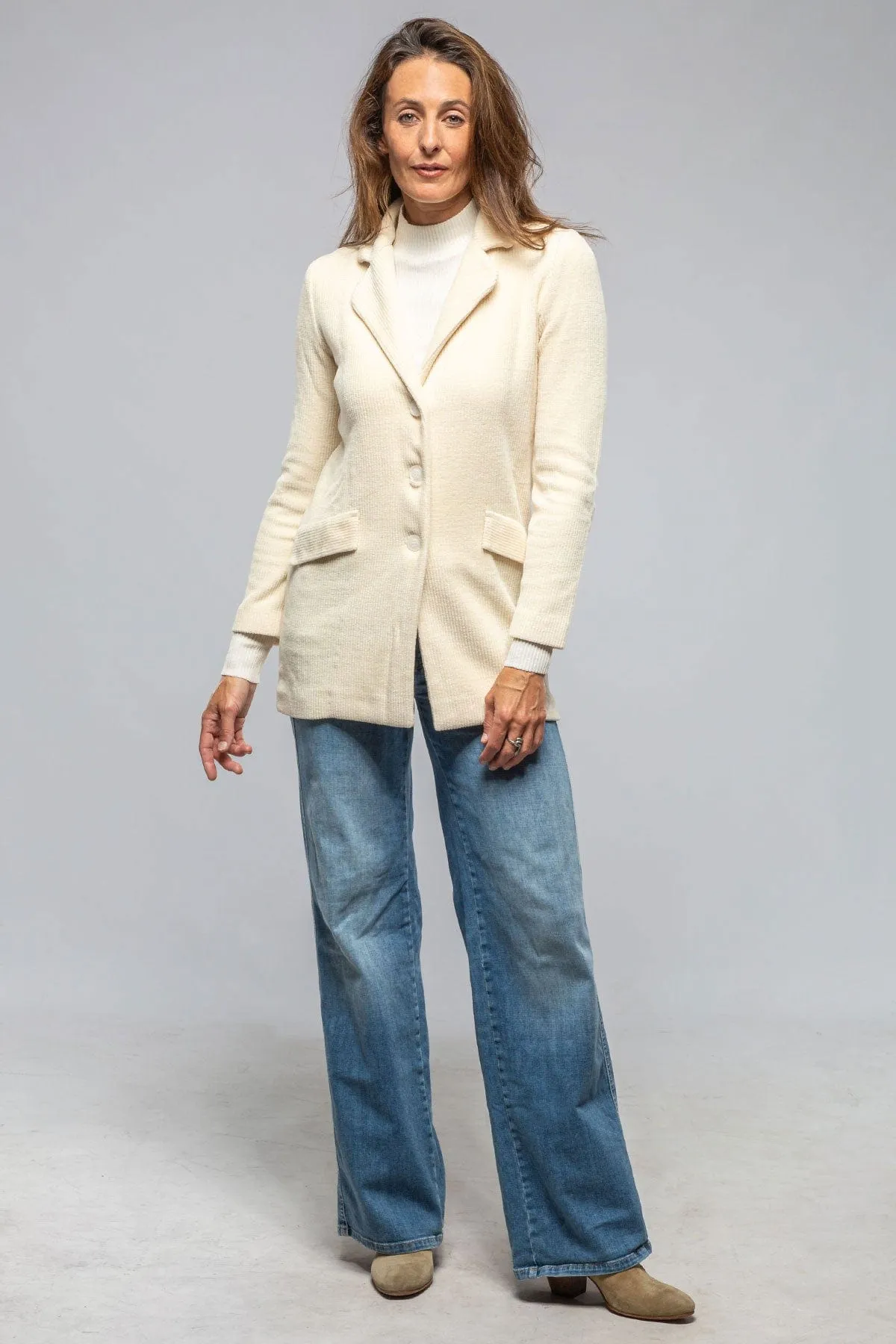 Barbara Long Blazer In Ivory