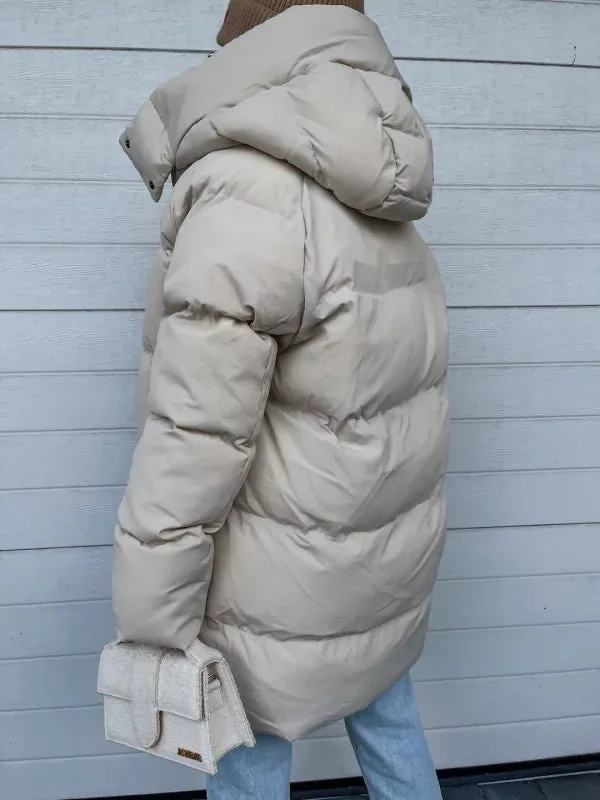 Beiger Wintermantel in Extra-Länge - Lena