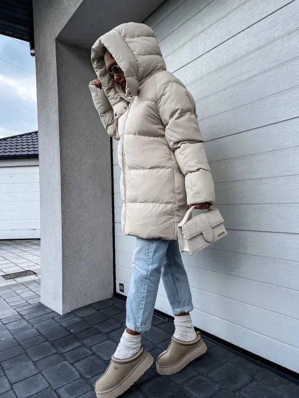 Beiger Wintermantel in Extra-Länge - Lena