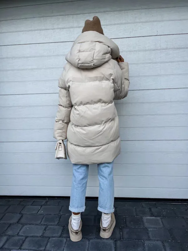 Beiger Wintermantel in Extra-Länge - Lena