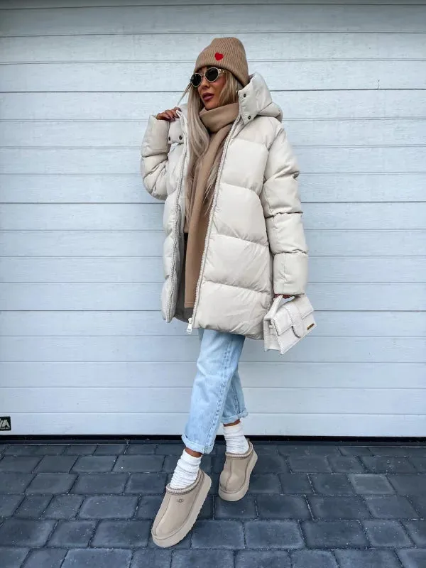 Beiger Wintermantel in Extra-Länge - Lena