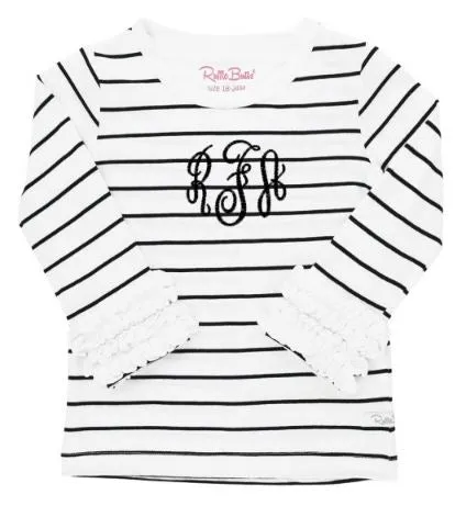 Black & White Striped Ruffled Long Sleeve