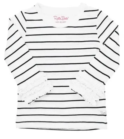 Black & White Striped Ruffled Long Sleeve