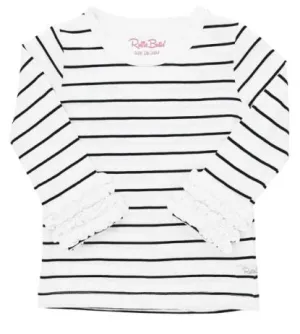 Black & White Striped Ruffled Long Sleeve