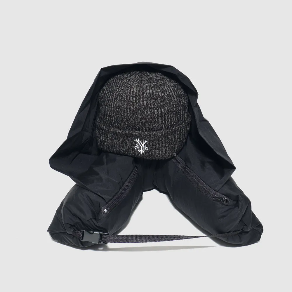 Black Down Puffer - Packable Airplane Pillow