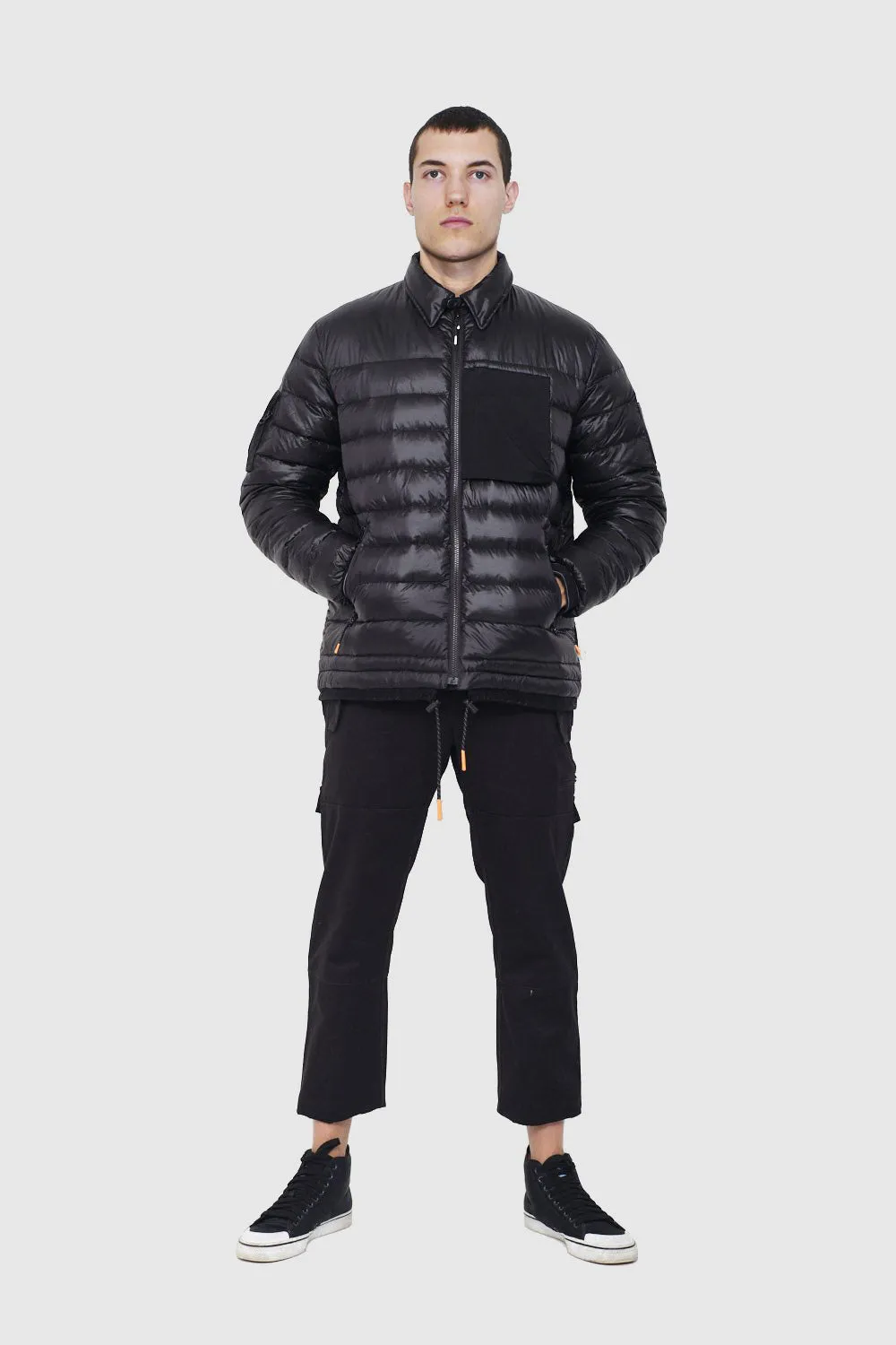Black Down Puffer - Packable Airplane Pillow