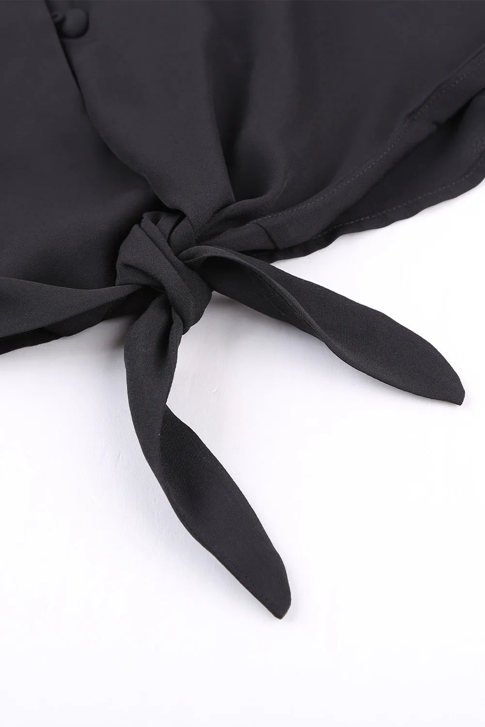 Black Forever Tonight Button Tie Top