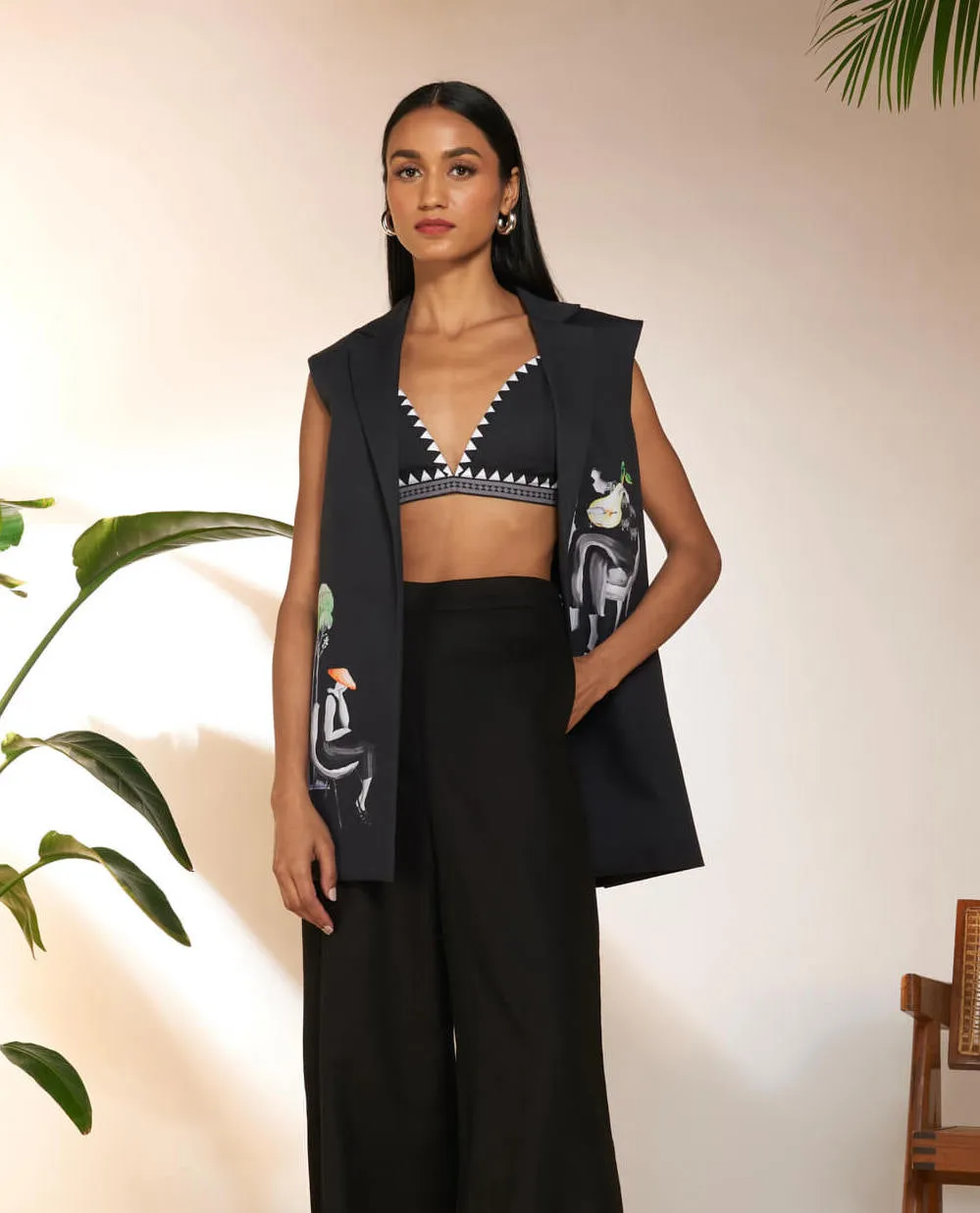 Black tropicool sleeveless blazer