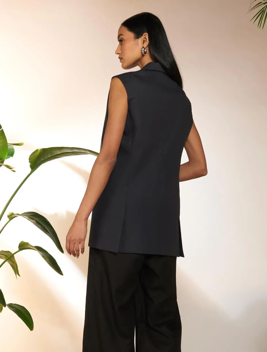 Black tropicool sleeveless blazer