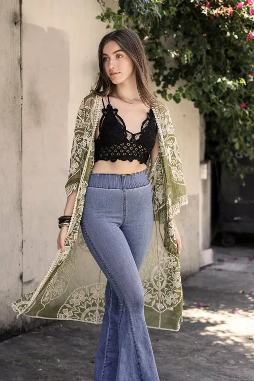 Boho Bliss Embroidered Mesh Kimono