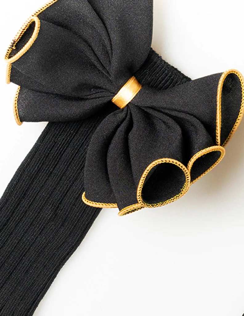 Bow Knee Socks Black