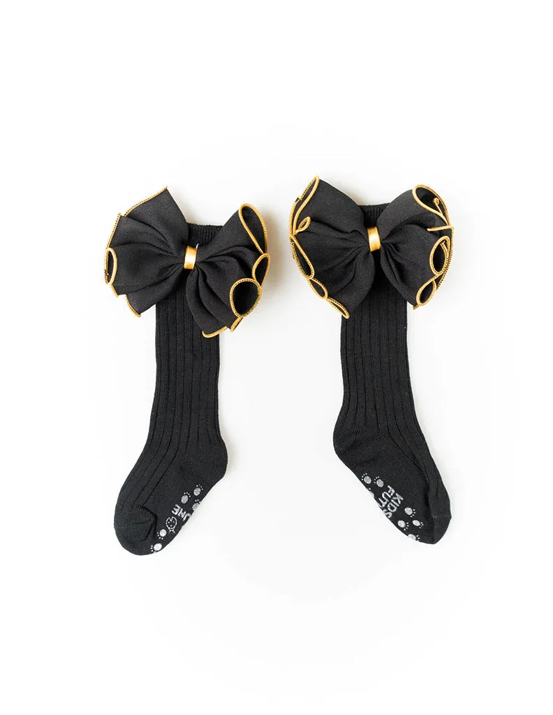Bow Knee Socks Black