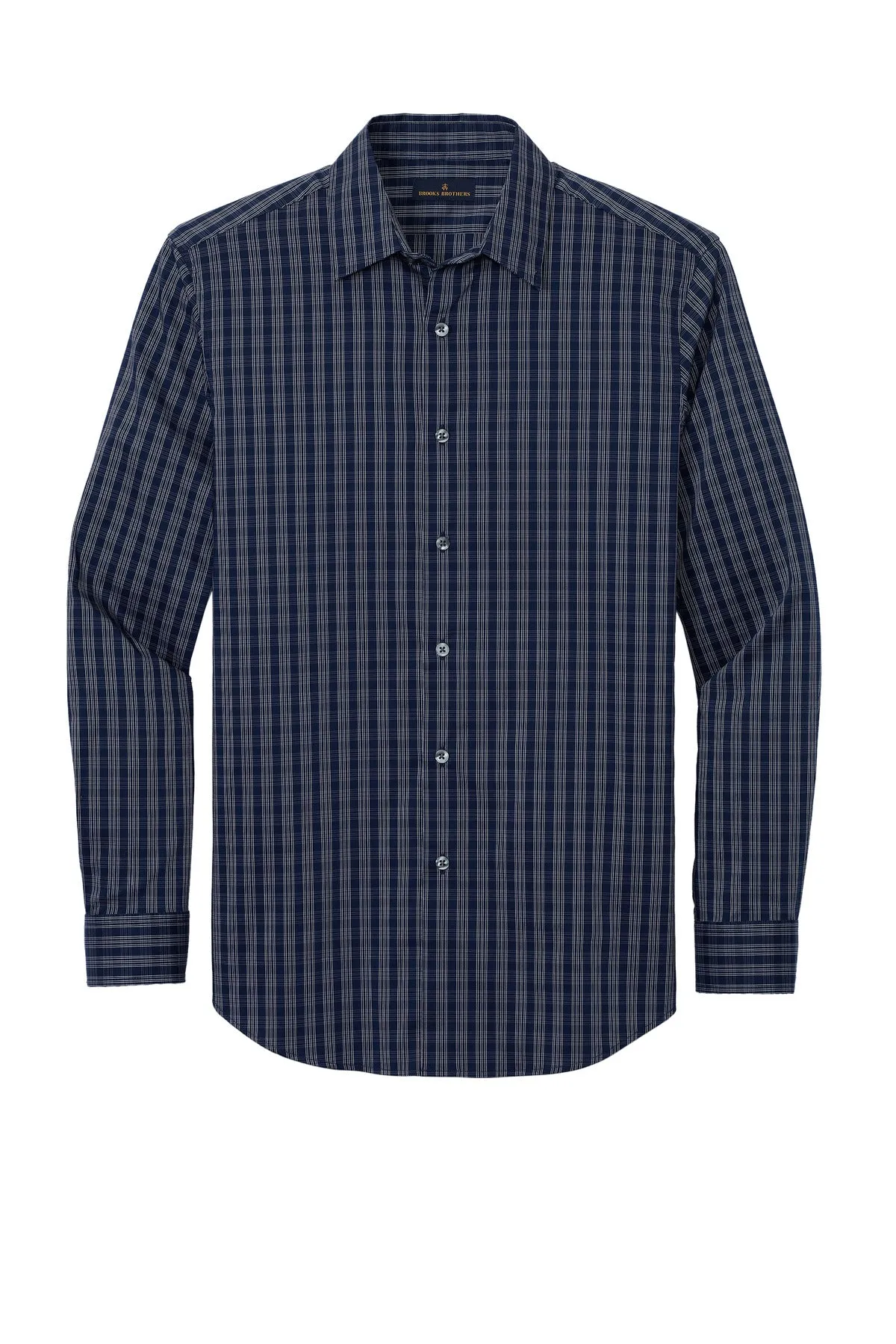 Brooks Brothers Tech Stretch Patterned Shirt BB18006 Navy Blazer/ White Grid Check