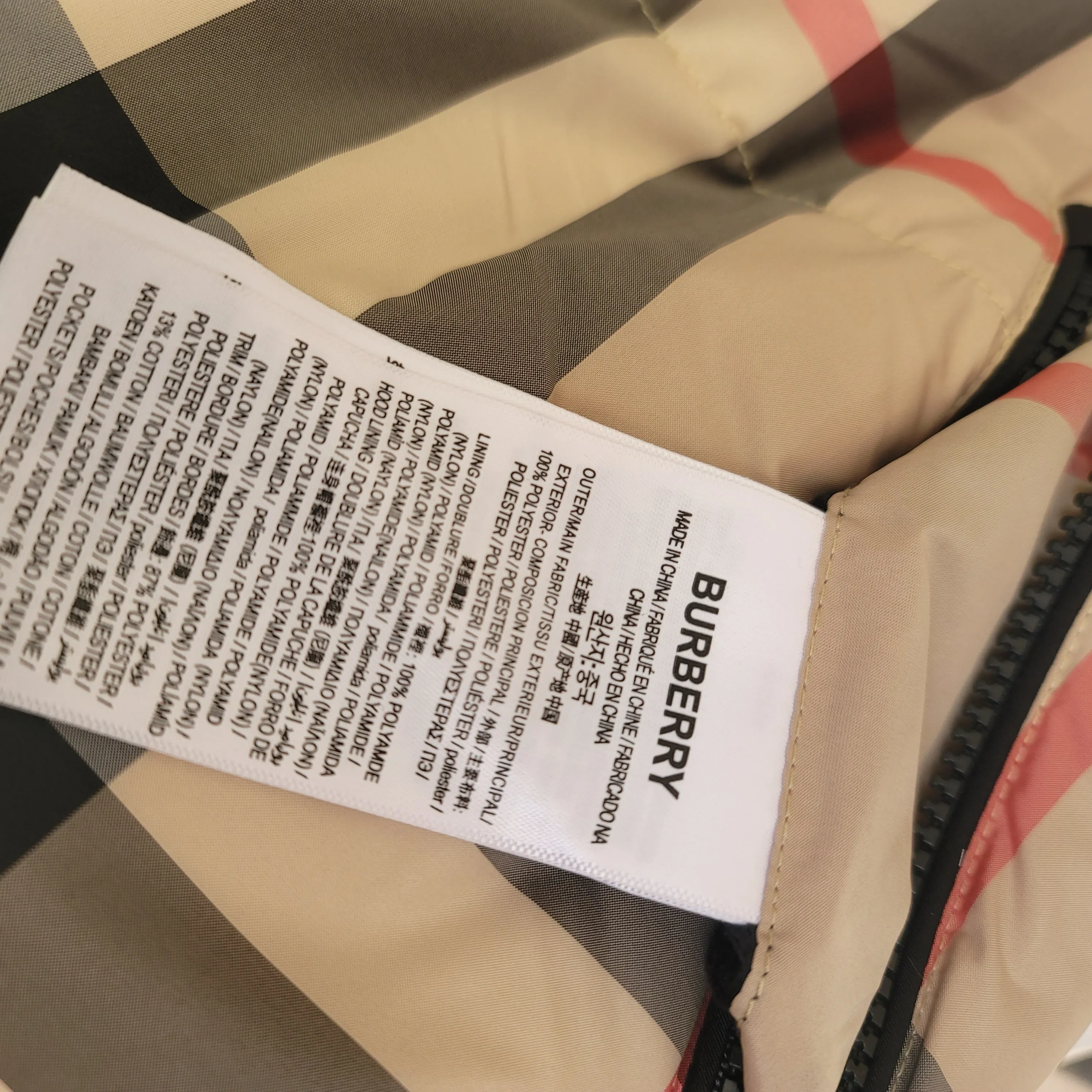 BURBERRY Alshamar Check Down Puffer Jacket Archive Beige Size Medium