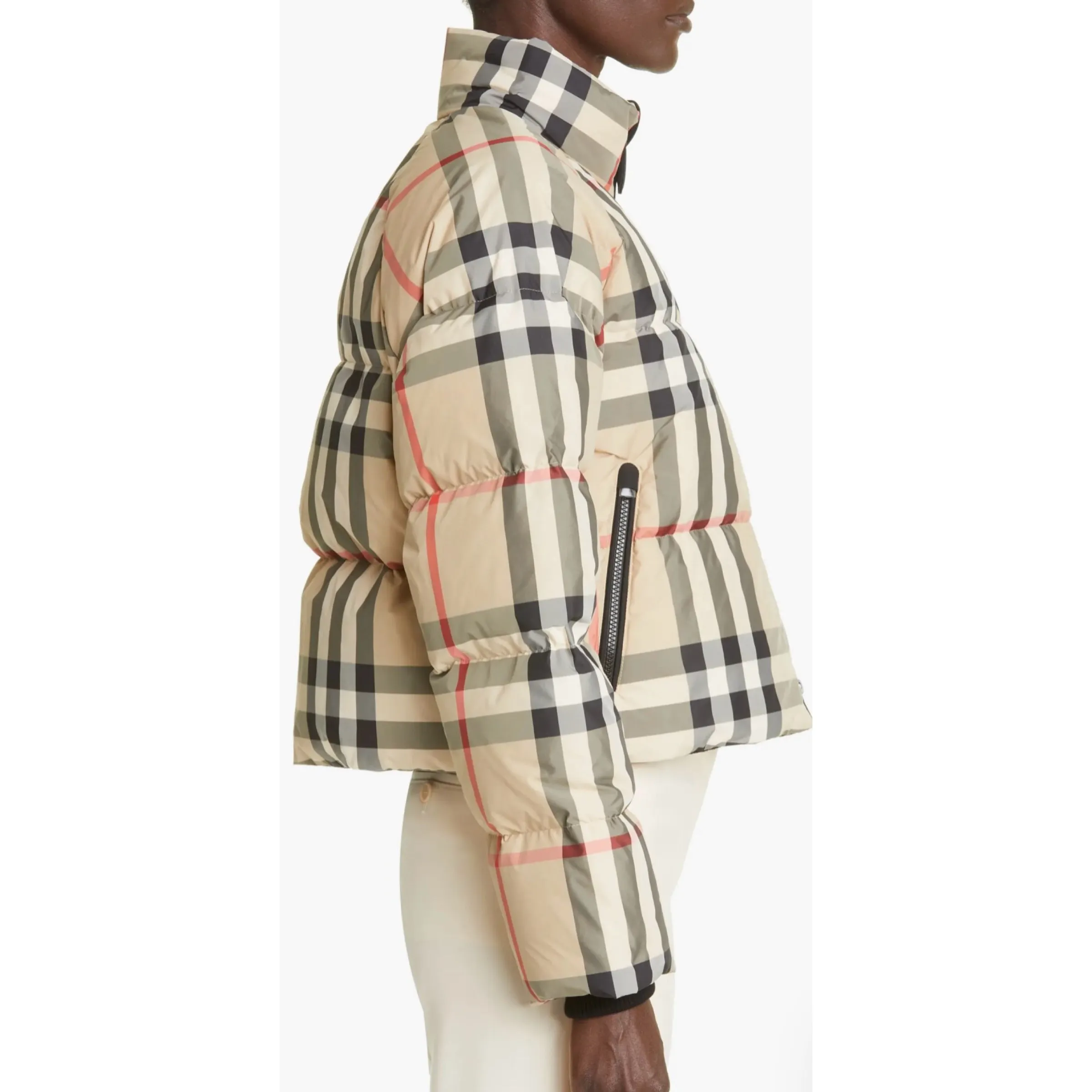 BURBERRY Alshamar Check Down Puffer Jacket Archive Beige Size Medium