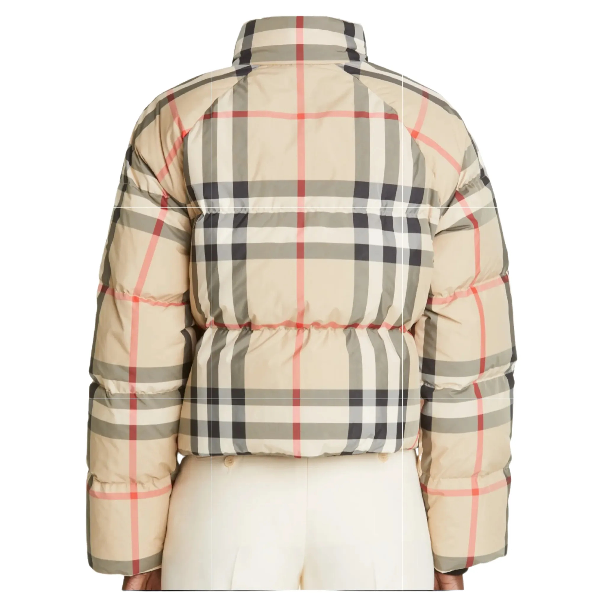BURBERRY Alshamar Check Down Puffer Jacket Archive Beige Size Medium