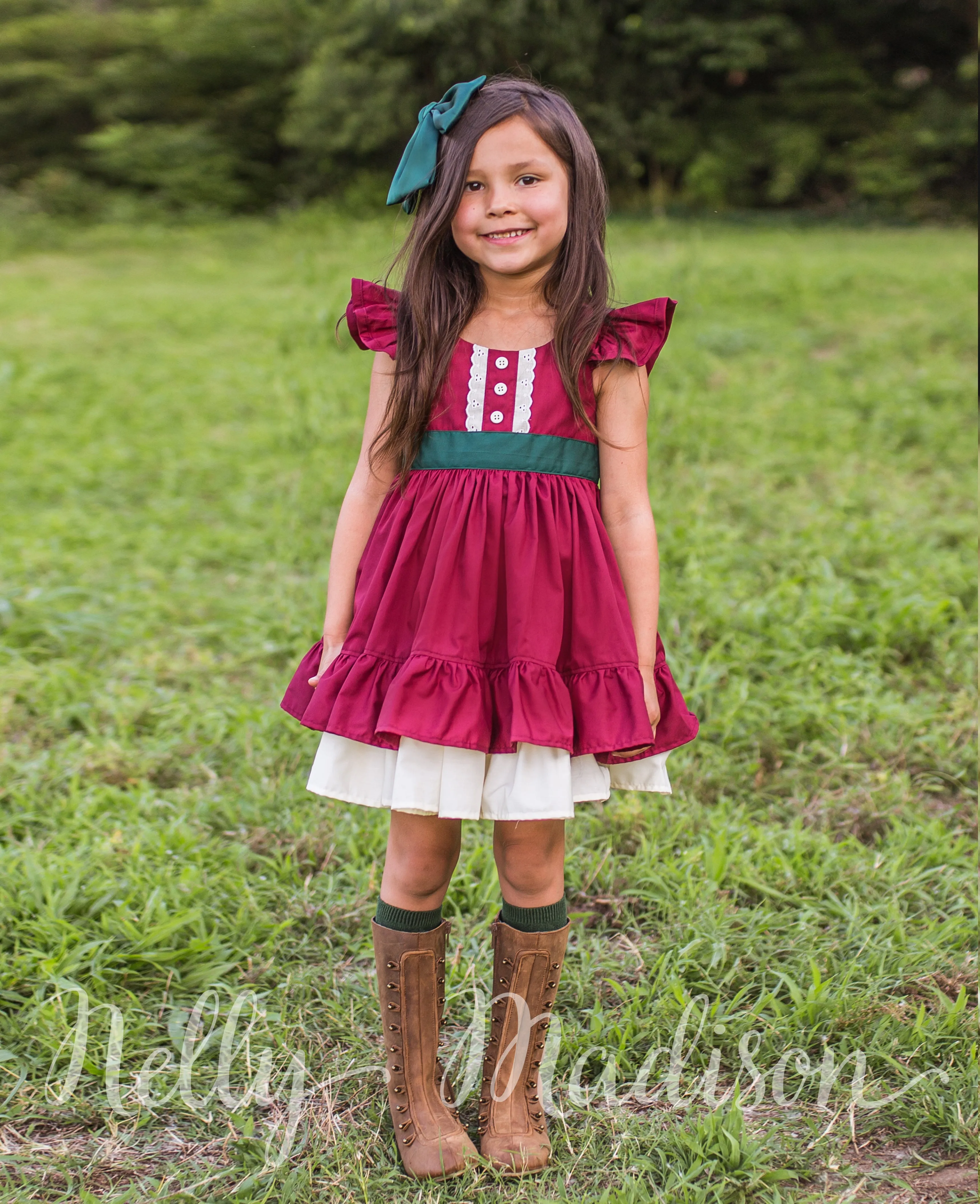 Burgundy Christmas Classic Alexandra Dress