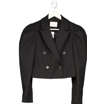 By Malina Black Puff Shoulder Cropped Blazer No Size
