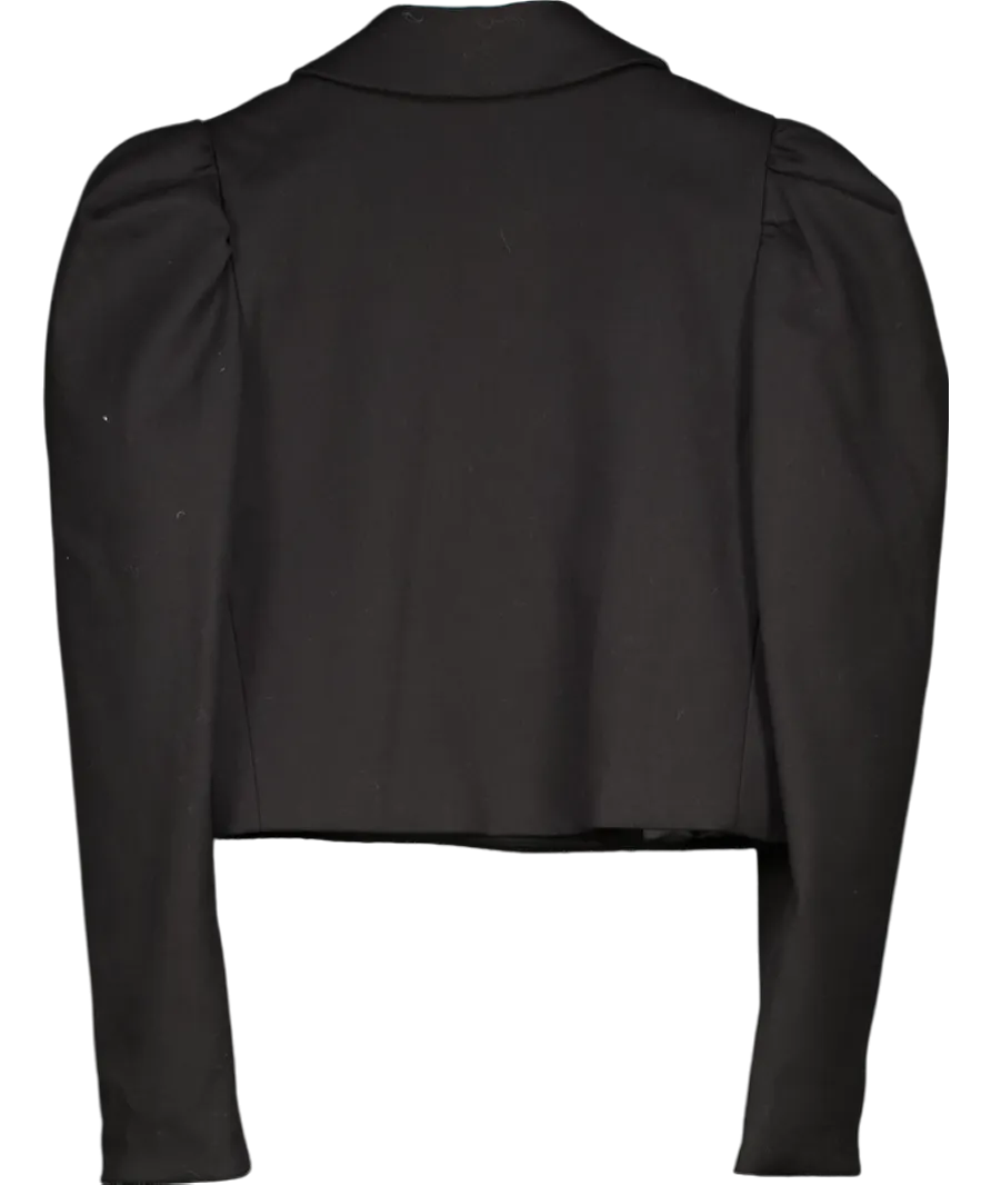 By Malina Black Puff Shoulder Cropped Blazer No Size