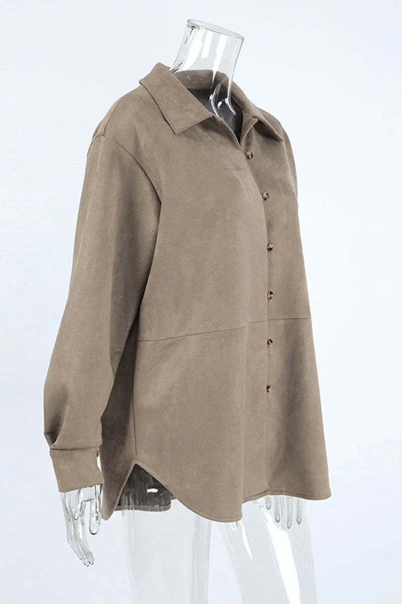 Casual Buttons Turndown Collar Blouses